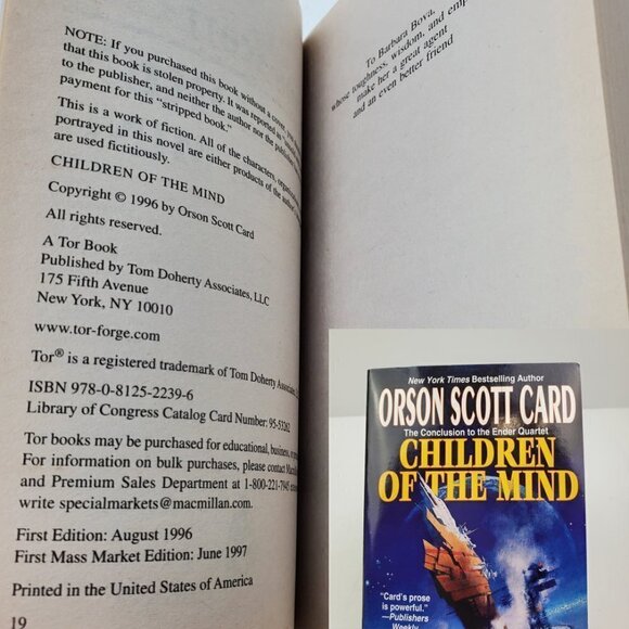 Orson Scott Card Speaker for Dead, Children of Mind Unread Book Pair Vintage 90s - Picture 5 of 10